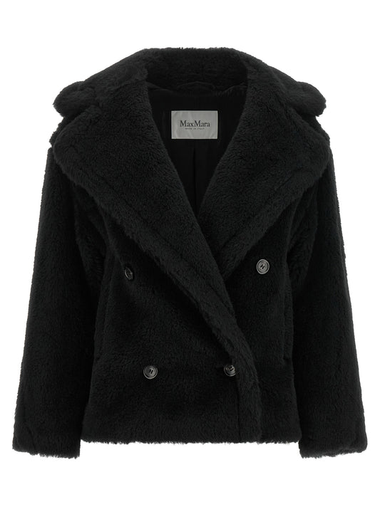 Max Mara Black Alpaca Leather Coat
