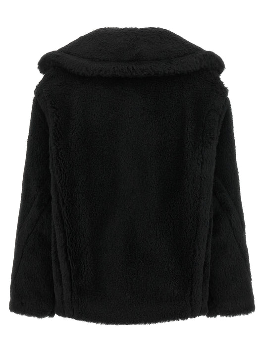 Max Mara Black Alpaca Leather Coat