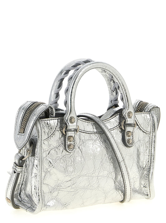 Balenciaga Silver Lamb Leather Crossbody Bag