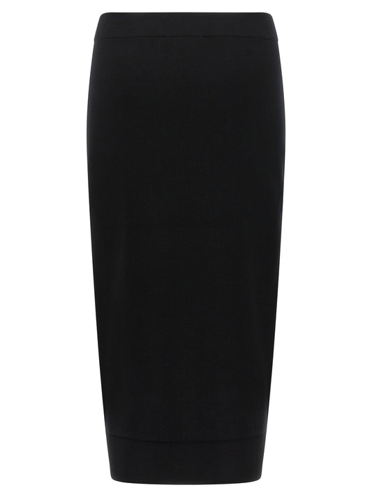 Max Mara Black Viscose Midi Skirt