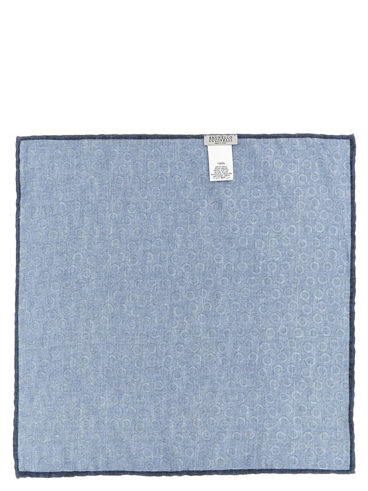 Brunello Cucinelli Blue Silk Pocket Square