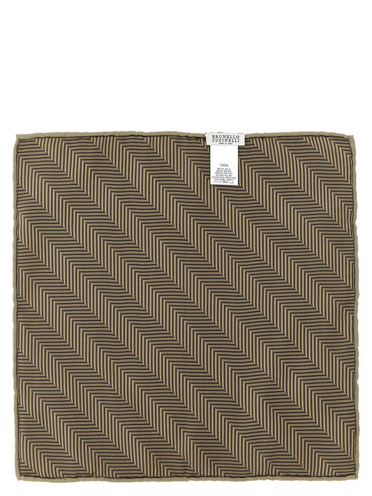 Brunello Cucinelli Beige Silk Pocket Square