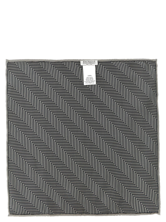 Brunello Cucinelli Gray Silk Pocket Square