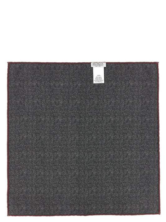 Brunello Cucinelli Gray Silk Pocket Square