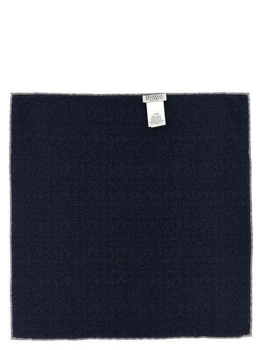 Brunello Cucinelli Blue Silk Pocket Square
