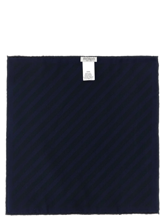 Brunello Cucinelli Blue Silk Pocket Square