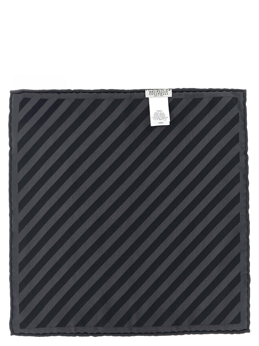 Brunello Cucinelli Gray Silk Pocket Square