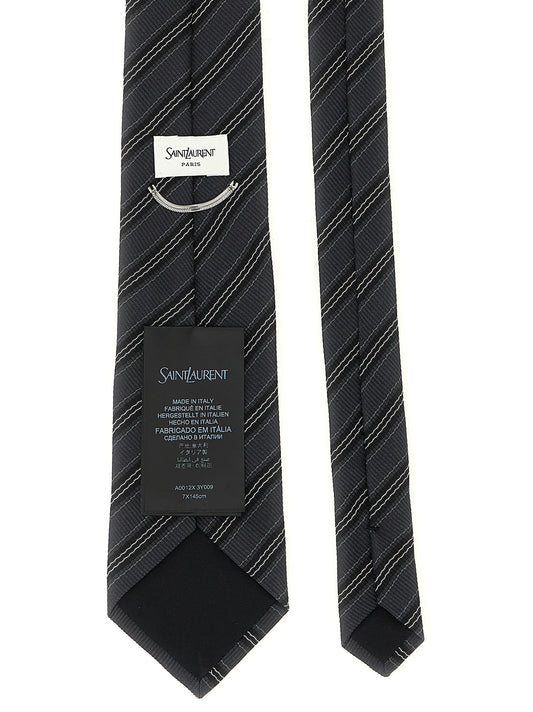 Saint Laurent Gray Silk Tie