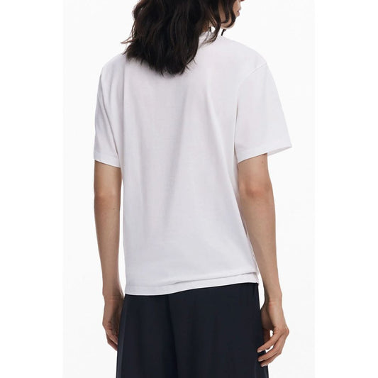 Desigual White Cotton T-Shirt