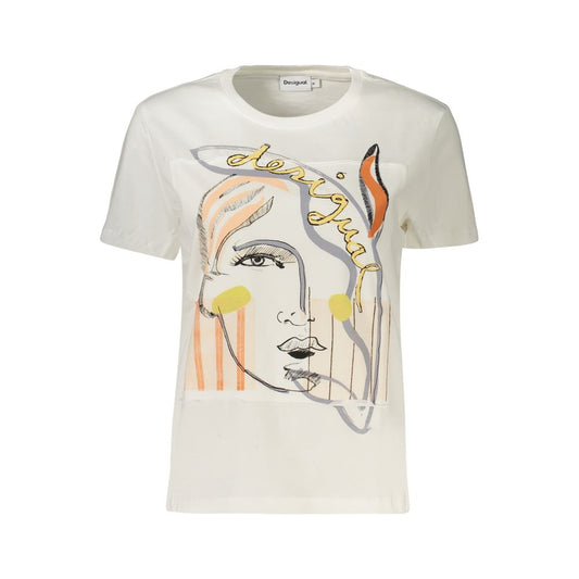 Desigual White Cotton T-Shirt