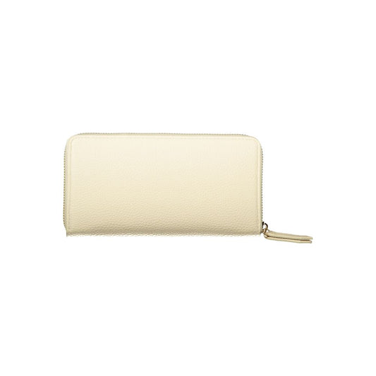 Mario Valentino Beige Polyurethane Women's Wallet with Coin Purse and Card Spaces