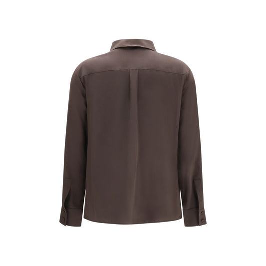 Lardini Brown Silk Dress Shirt