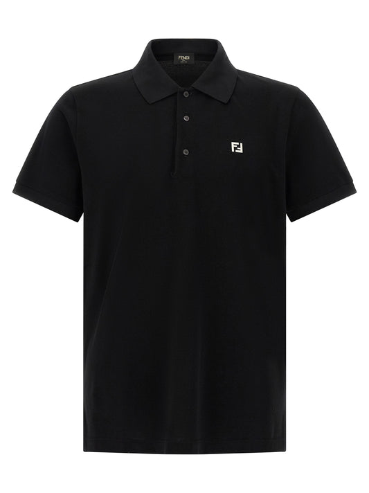 Fendi Black Cotton Polo Shirt