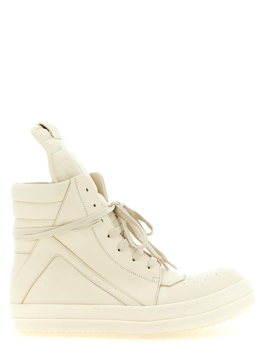 Rick Owens White Calfskin High Top Sneakers