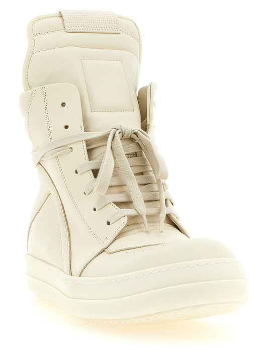Rick Owens White Calfskin High Top Sneakers