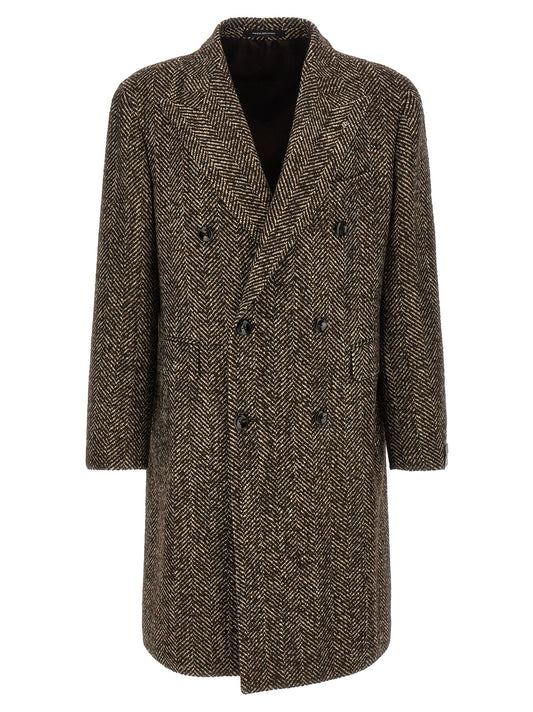 Tagliatore Brown Wool Coat