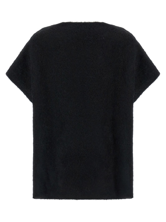 NUDE Black Alpaca Leather Cardigan