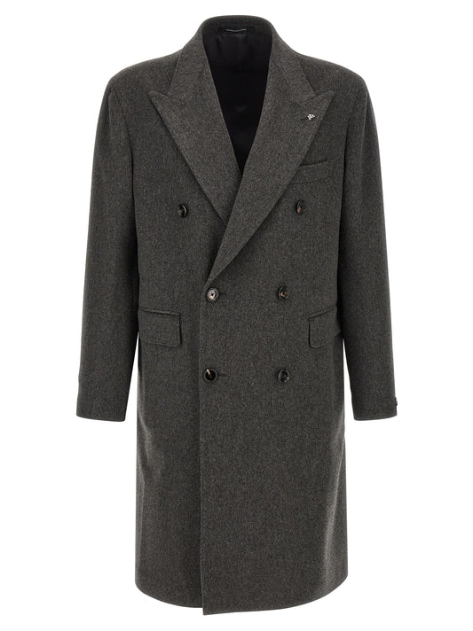 Tagliatore Gray Virgin Wool Coat