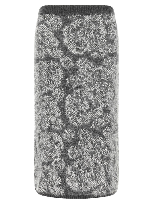 NUDE Gray Wool Midi Skirt