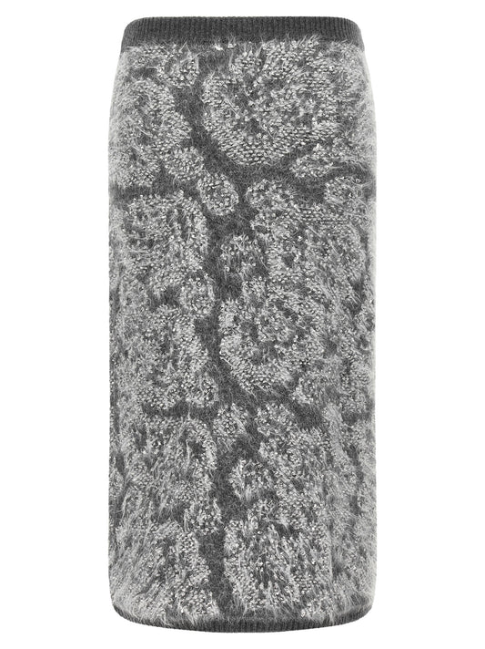 NUDE Gray Wool Midi Skirt