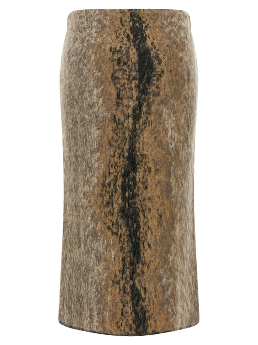 NUDE Brown Wool Midi Skirt