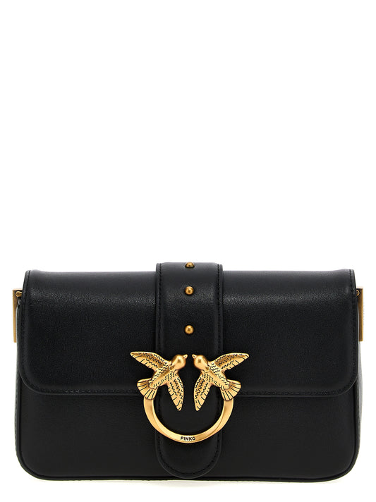 PINKO Black Calfskin Shoulder Bag