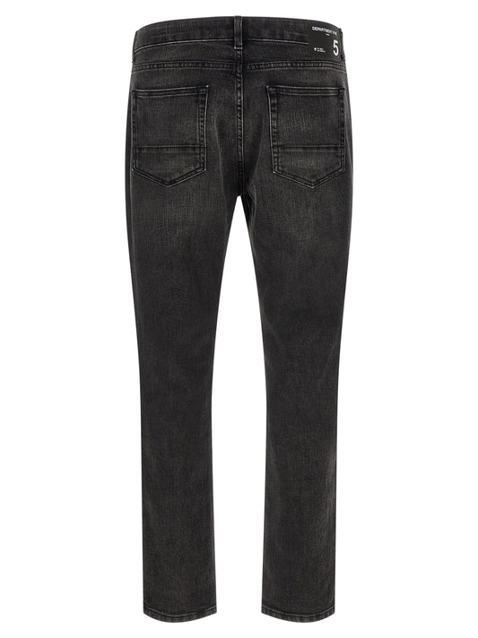 Department 5 Black Cotton Straight-Leg Jeans