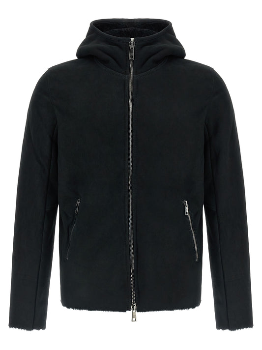 GIORGIO BRATO Black Lamb Leather Sweatshirt