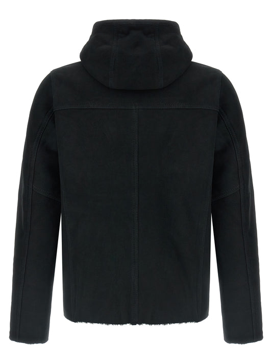 GIORGIO BRATO Black Lamb Leather Sweatshirt