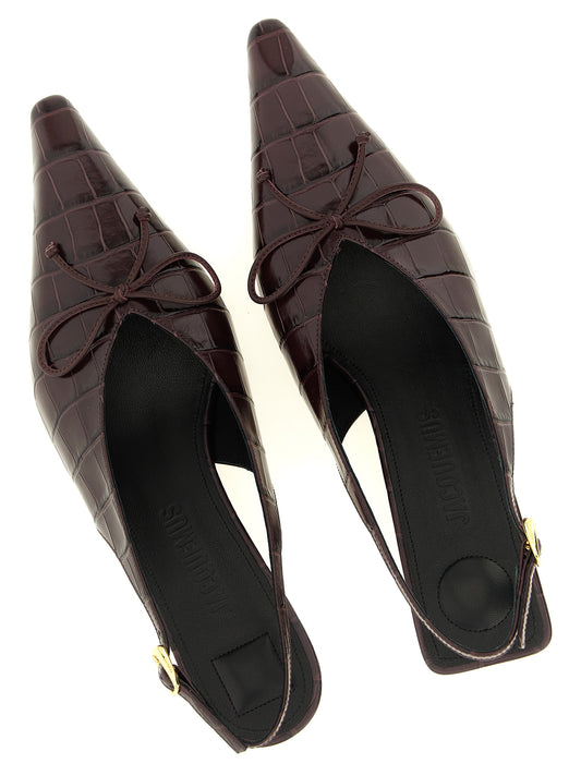 Jacquemus Bordeaux Calfskin Mid Heel Pumps