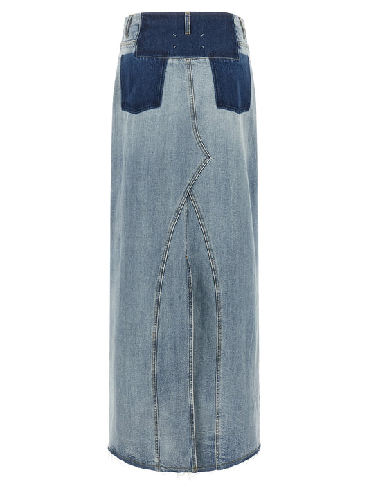 Maison Margiela Blue Cotton Mini Skirt