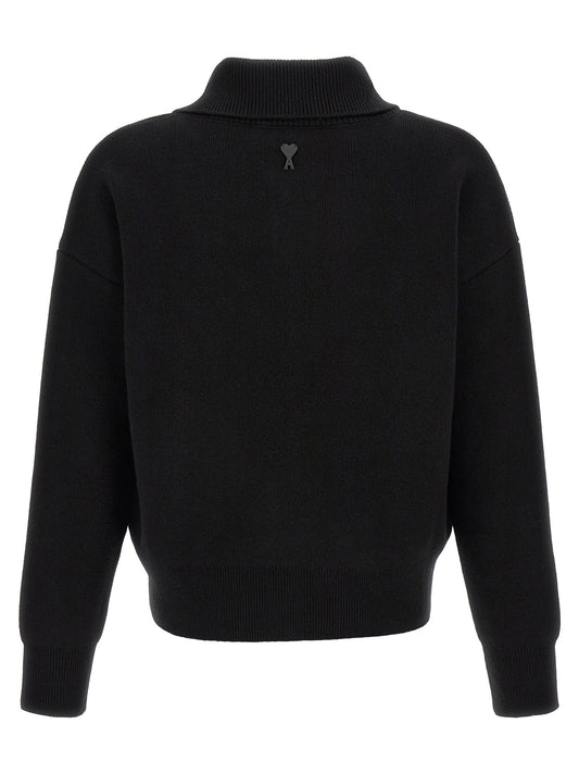 Ami Paris Black Wool Cardigan