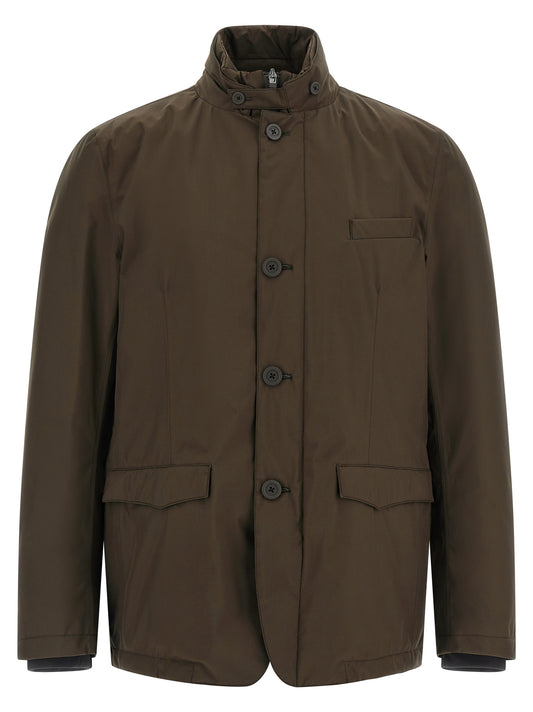 Herno Brown Polyester Full-Length Jacket