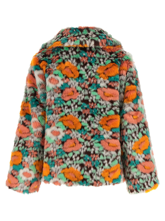 FARM RIO Multicolor Marabou Full-Length Jacket