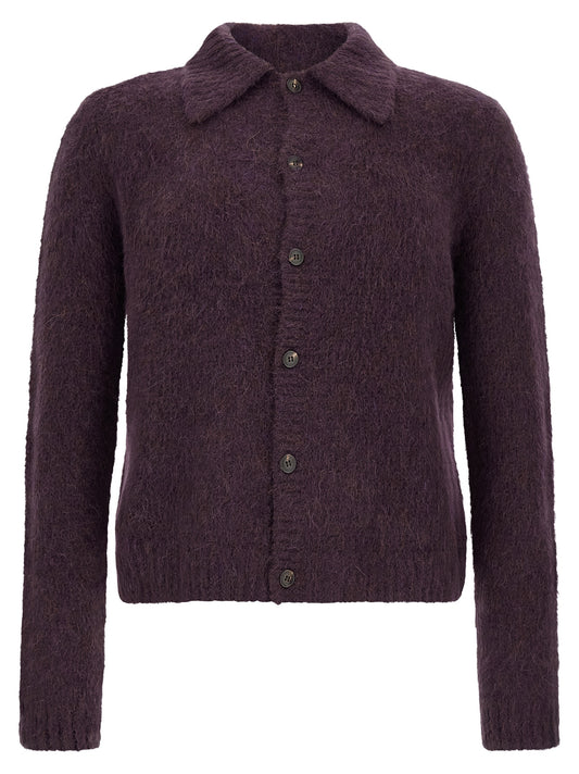 Dries Van Noten Purple Wool Cardigan