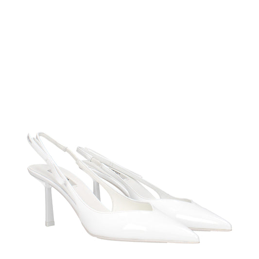 Prada White Leather High Heel Pumps