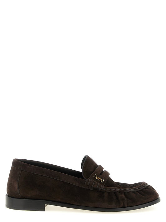 Saint Laurent Brown Calfskin Slip-On Loafers