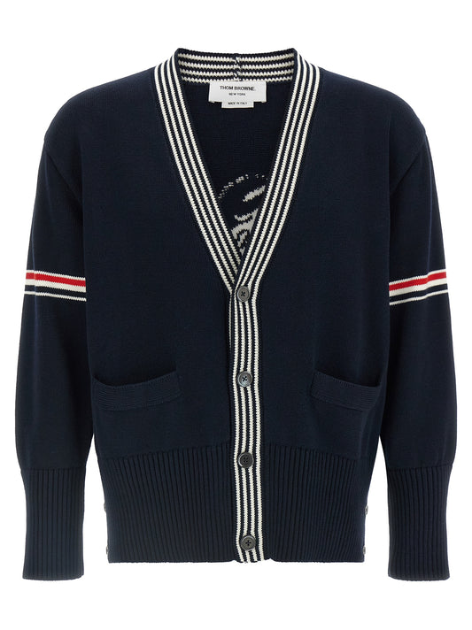 Thom Browne Blue Cotton Cardigan