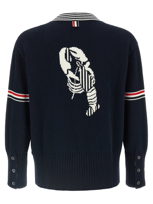 Thom Browne Blue Cotton Cardigan