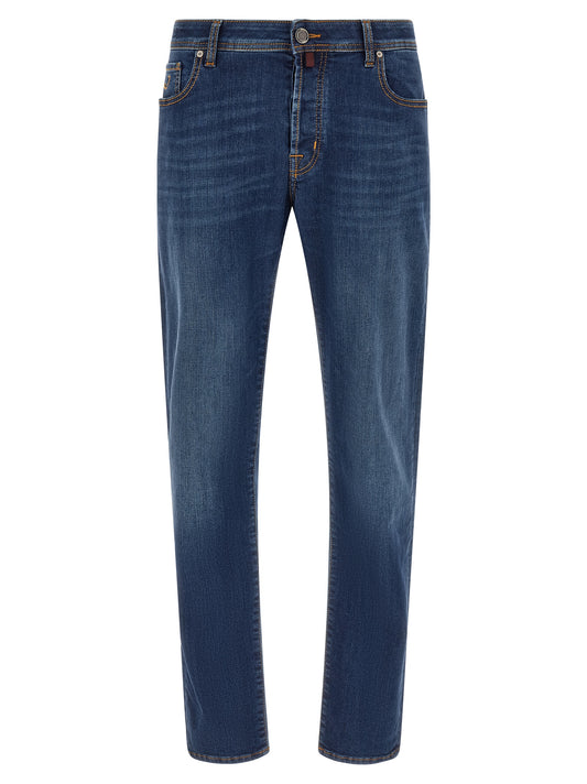 Jacob Cohen Blue Cotton Straight-Leg Jeans