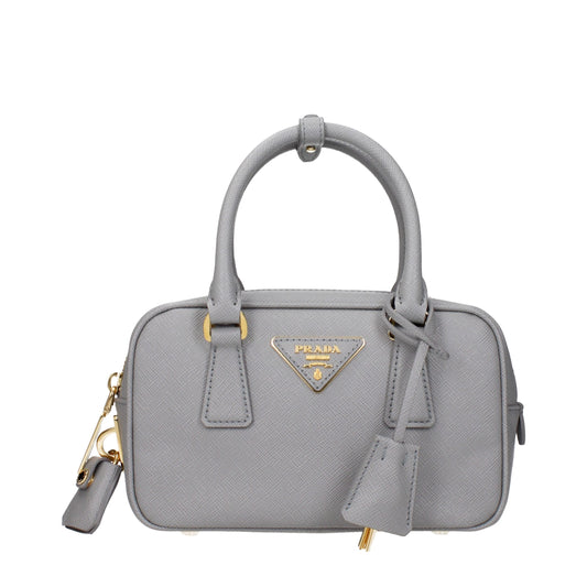 Prada Gray Leather Handbag