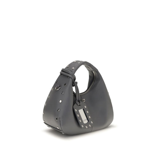 Ganni Gray Leather Shoulder Bag