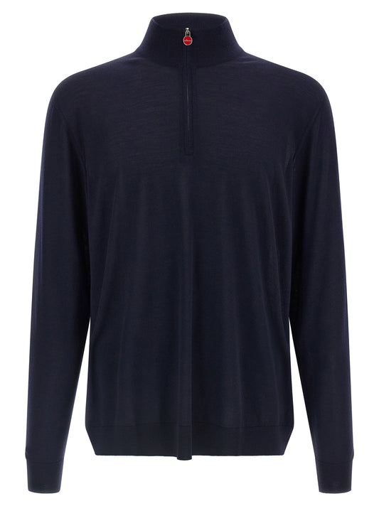 Kiton Blue Wool Cardigan