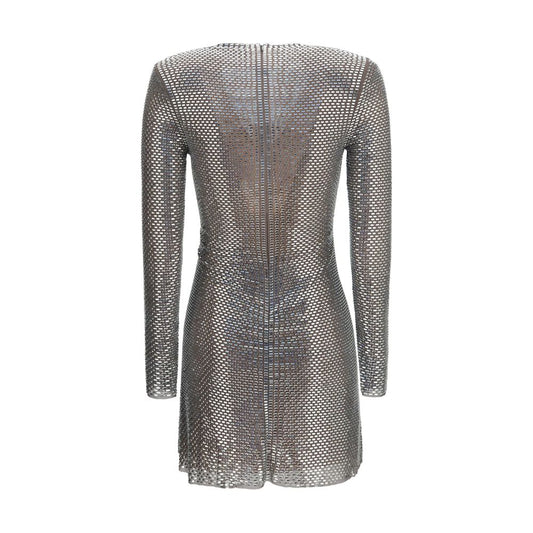 Self-Portrait Silver Polyester Cocktail Dress