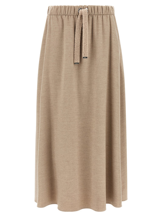 Herno Beige Polyester Midi Skirt