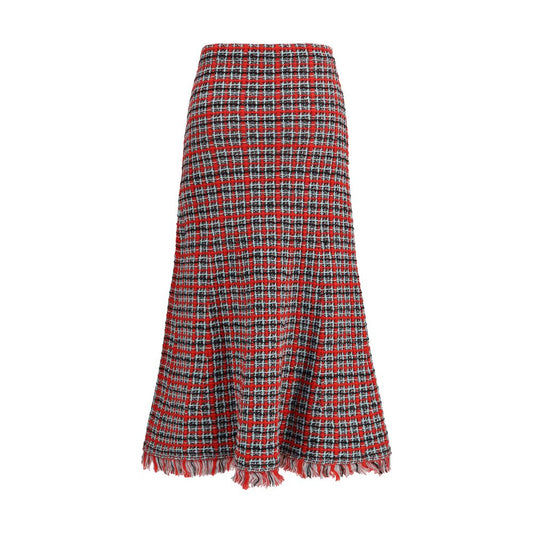Self-Portrait Red Cotton Midi Skirt