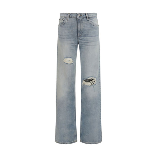 Haikure Blue Cotton Straight-Leg Jeans