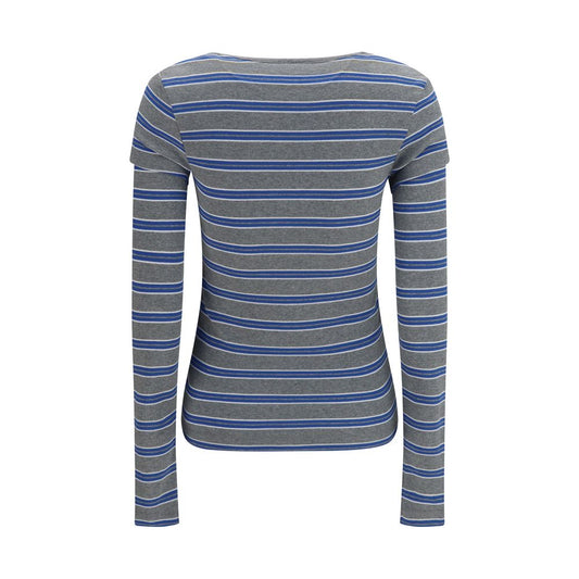 Ganni Gray Cotton Long Sleeve T-Shirt