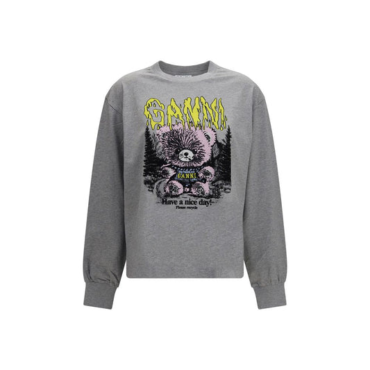 Ganni Gray Cotton Sweatshirt