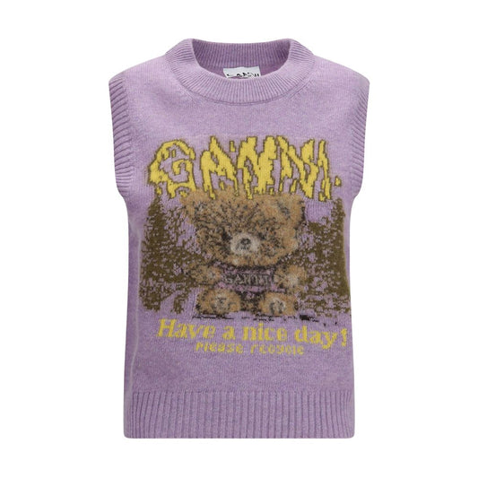 Ganni Gray Alpaca Vicugna Pacos Sleeveles Sweater